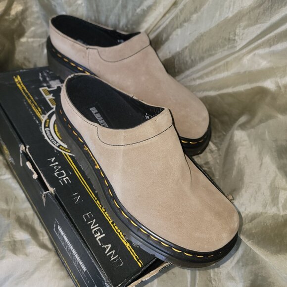 Dr.Martens Made In England Mens Suede Padded collar Mule in Tan size M8